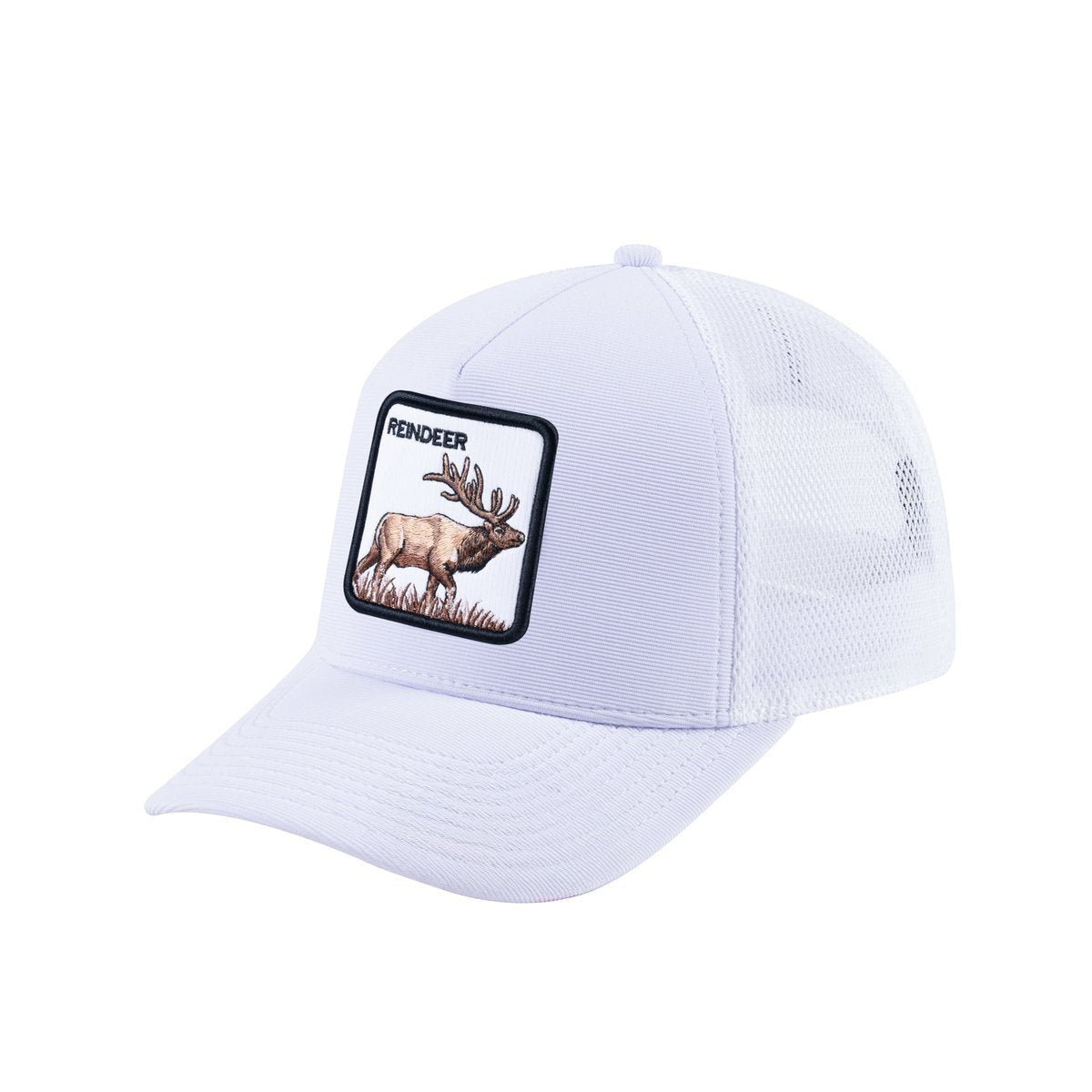 Reindeer V2 5-Panel Trucker Hat with White front and White back