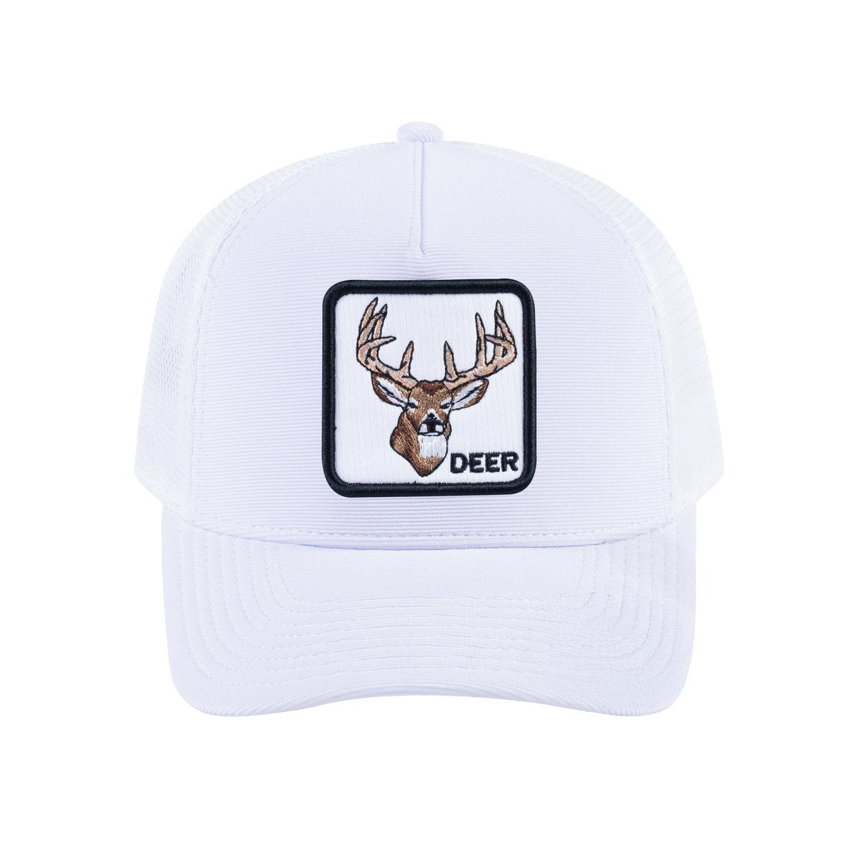 Deer V2 5-Panel Trucker Hat with White front and White back