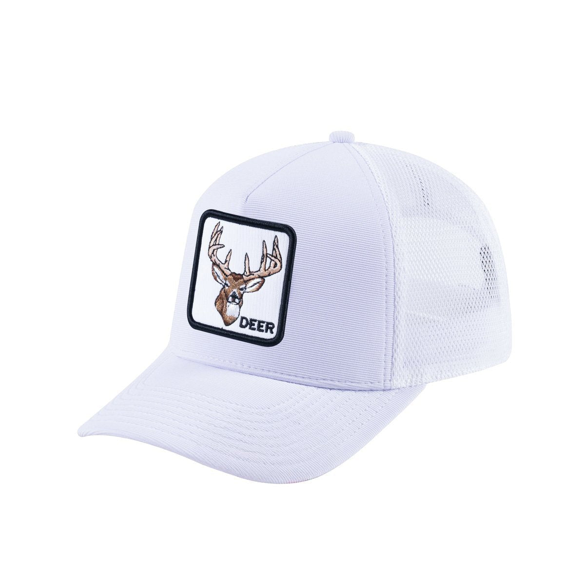 Deer V2 5-Panel Trucker Hat with White front and White back