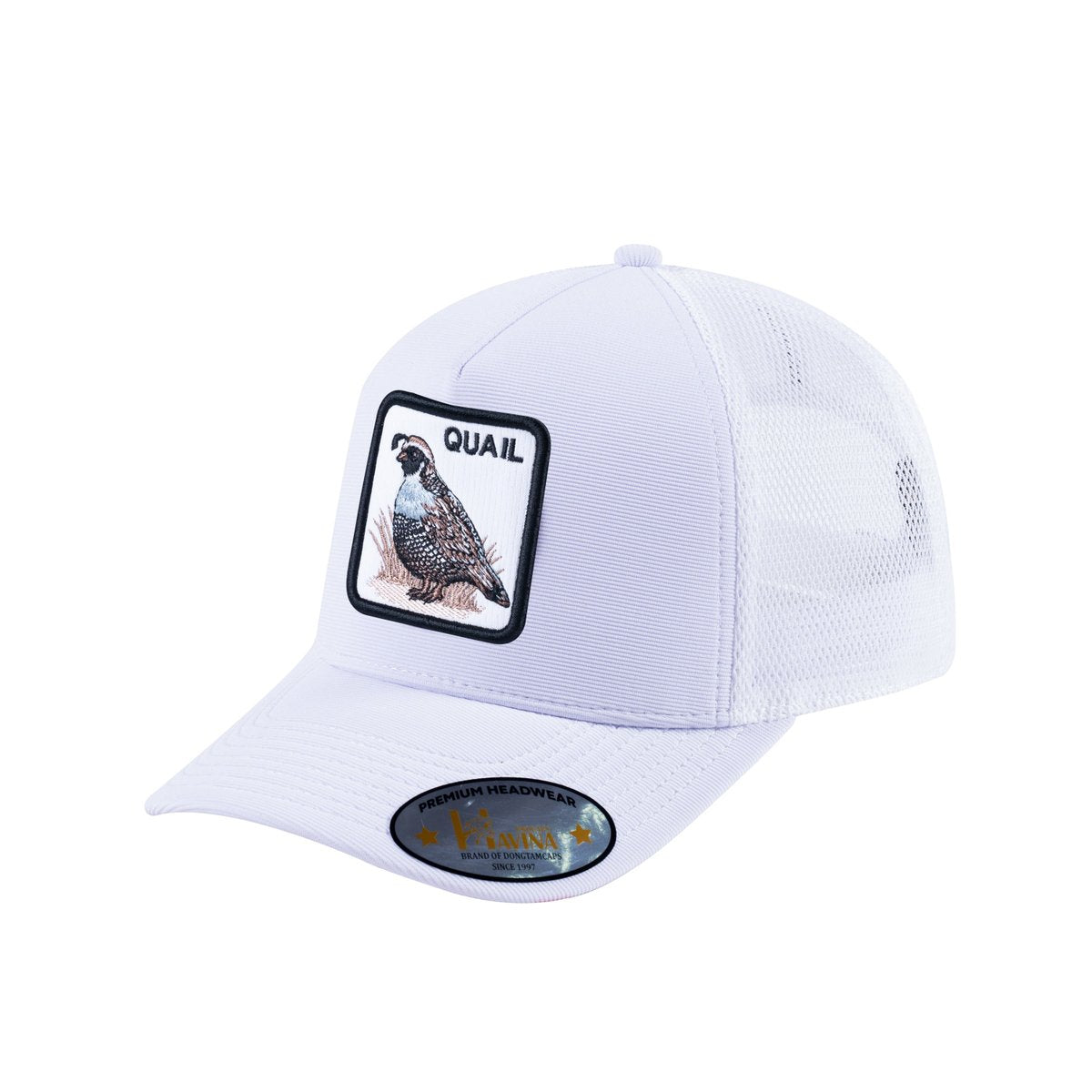 Quail V2 5-Panel Trucker Hat with White front and White back