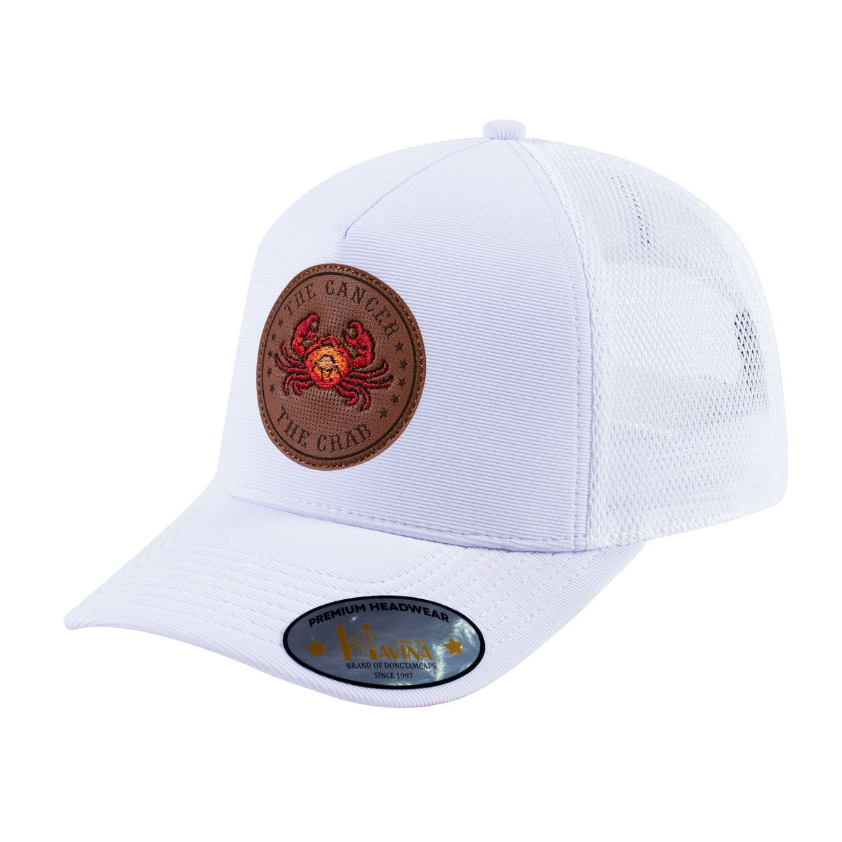 Cancer Zodiac V2 5-Panel Trucker Hat with White front and White back