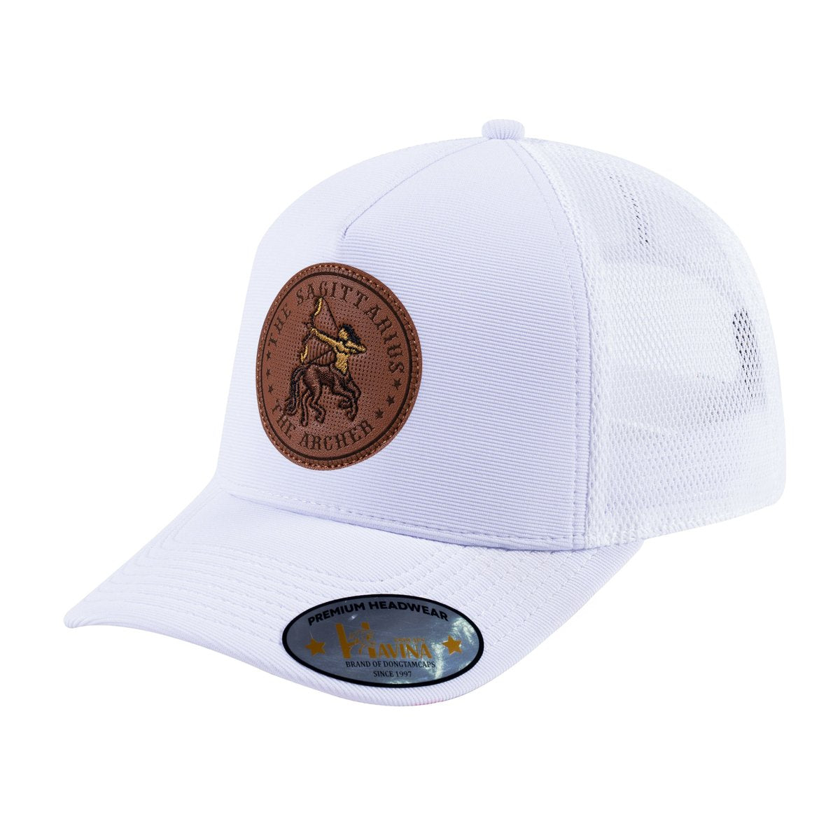 Sagittarius Zodiac V2 5-Panel Trucker Hat with White front and White back