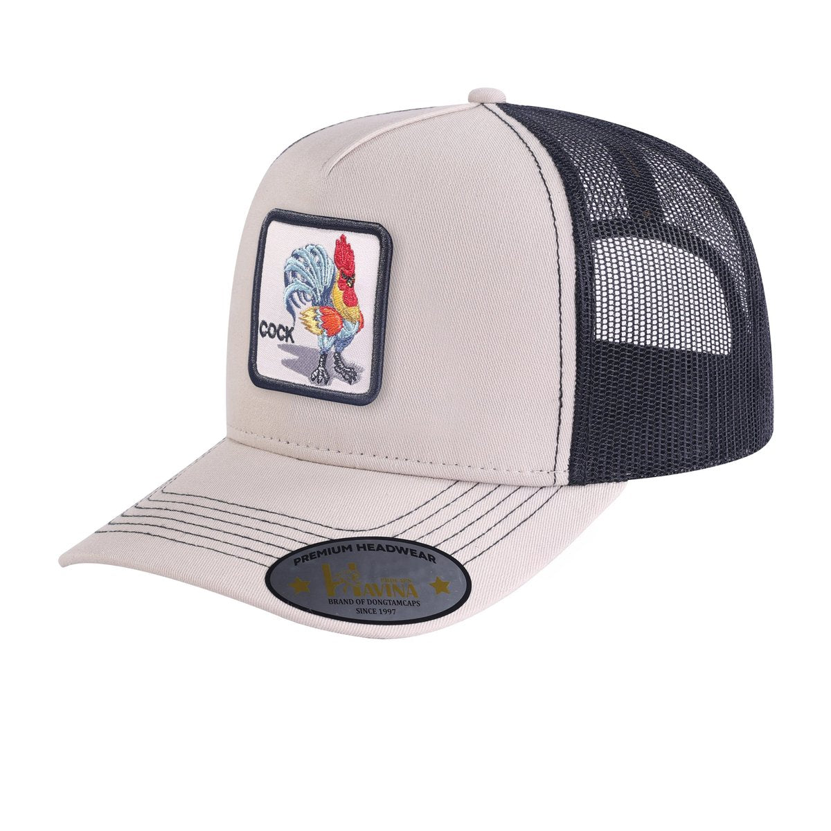 Chicken 5-Panel Trucker Hat with Beige front and Black back