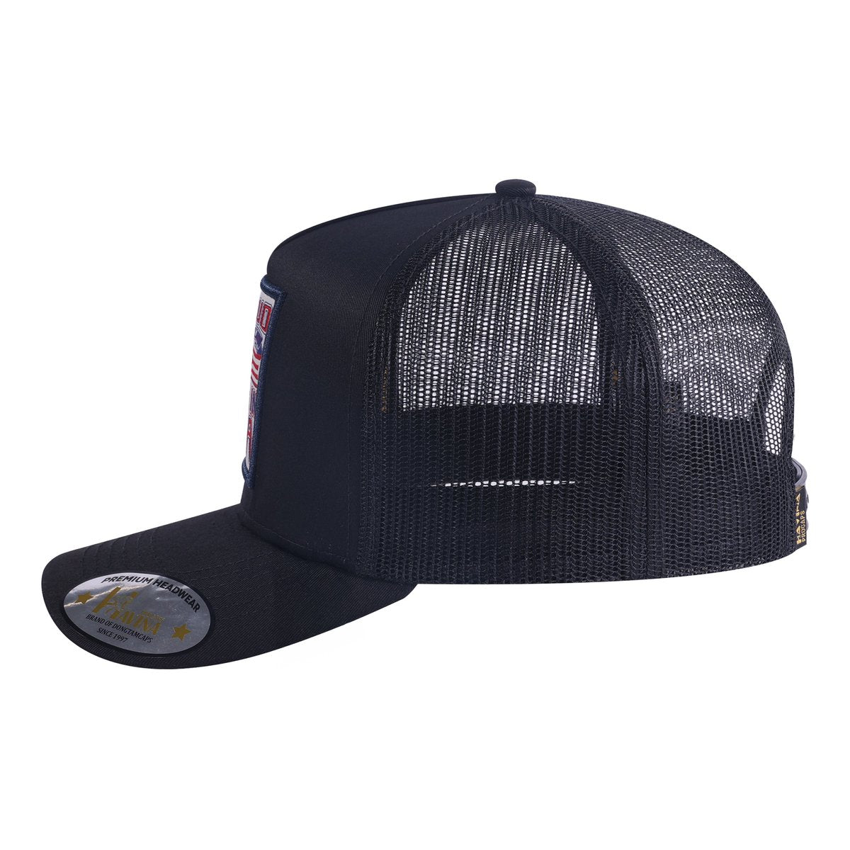 Bear 5-Panel Trucker Hat with Black front and Black back