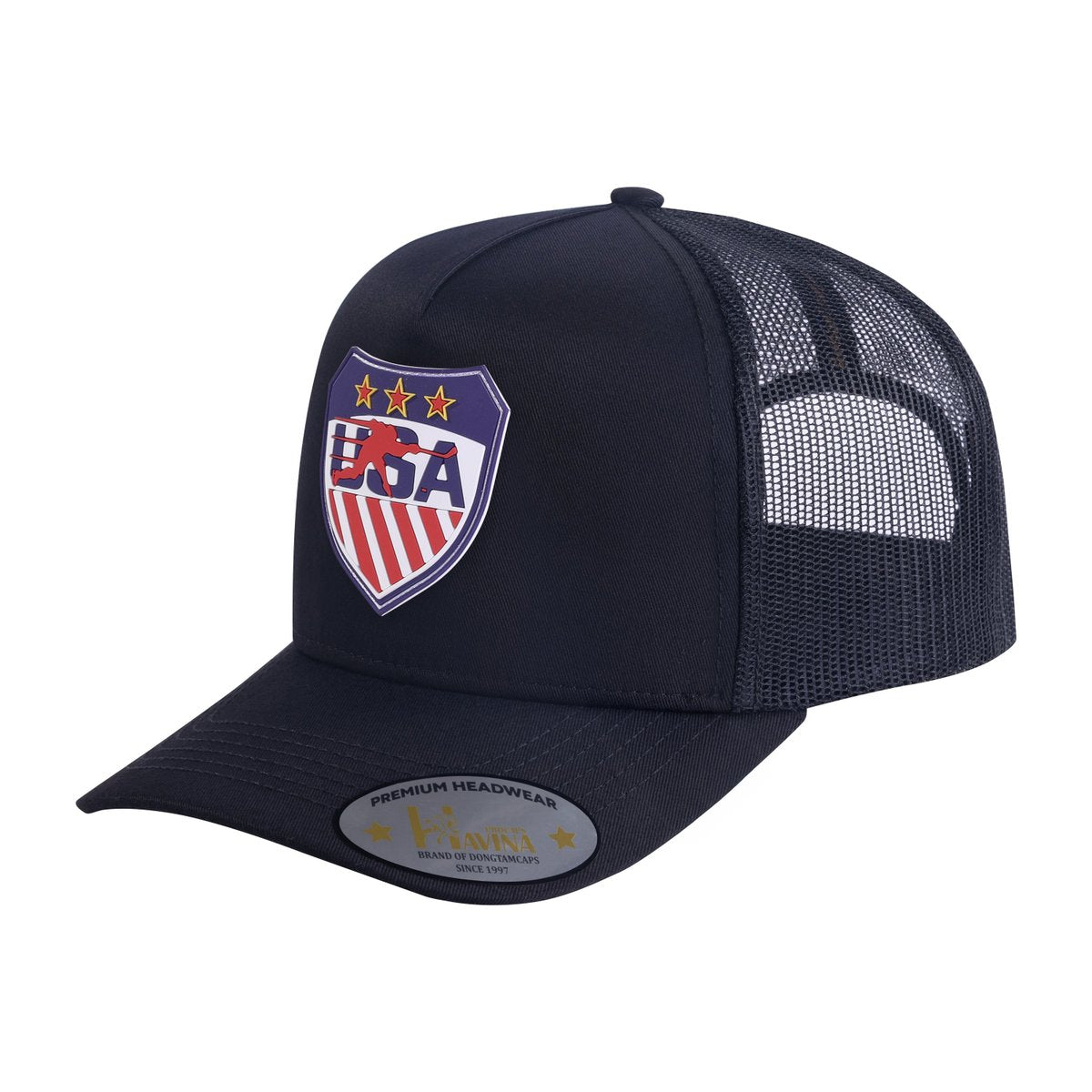 Loving Hockey 5-Panel Trucker Hat with Black front and Black back