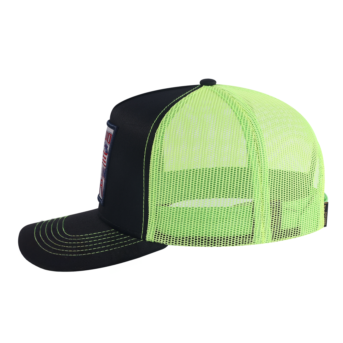 Proud to Say Made in USA 5-Panel Trucker Hat with Black front and Green back