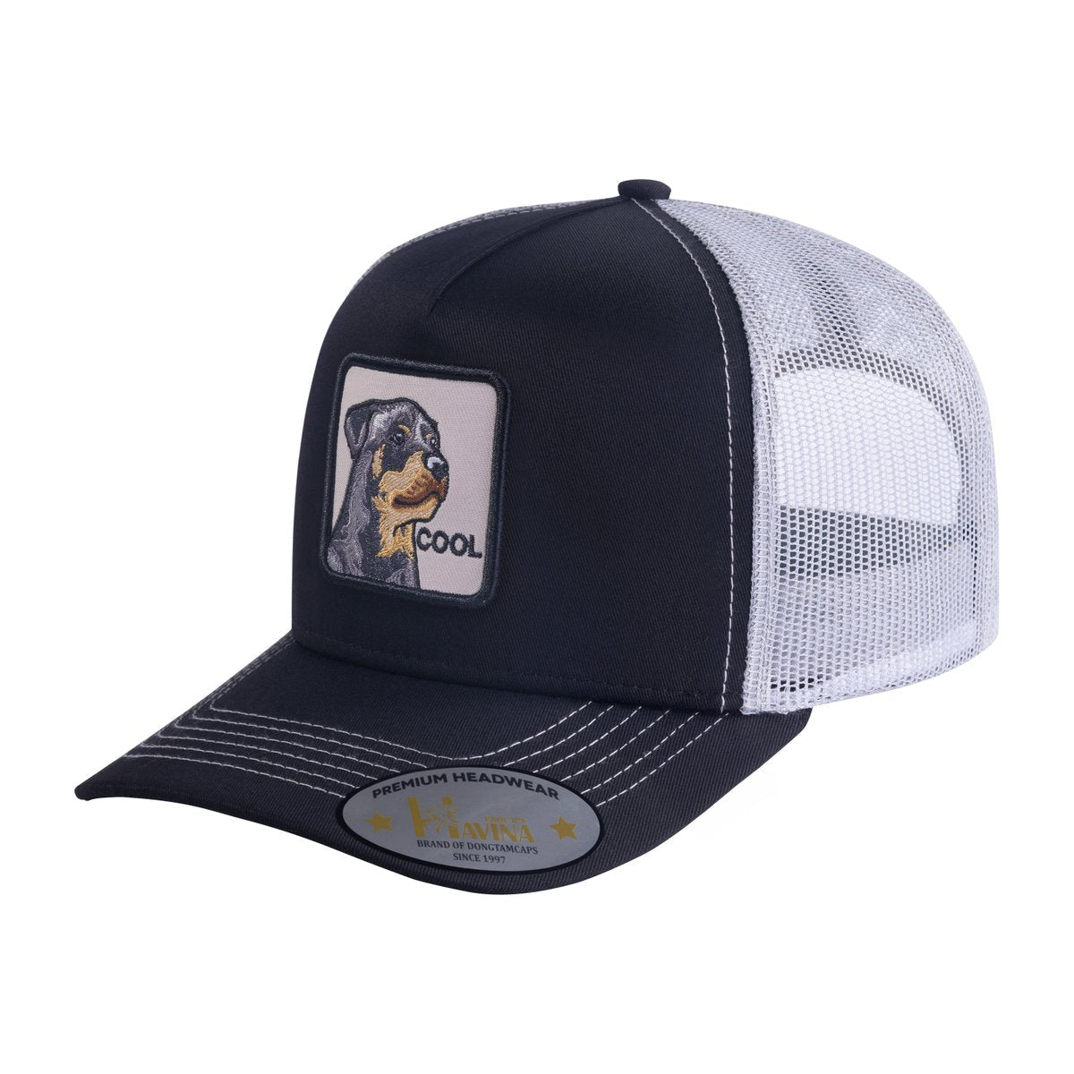 Cool Dog 5-Panel Trucker Hat with Black front and White back
