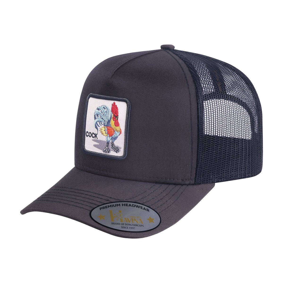 Chicken 5-Panel Trucker Hat with Dark Grey front and Black back