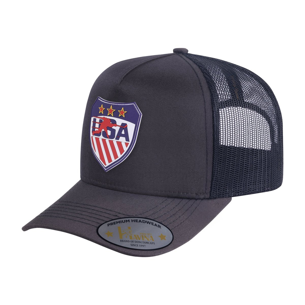Loving Hockey 5-Panel Trucker Hat with Dark Grey front and Black back
