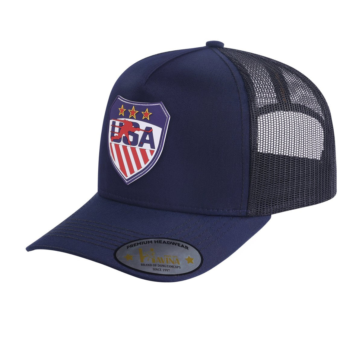 Loving Hockey 5-Panel Trucker Hat with Navy front and Black back