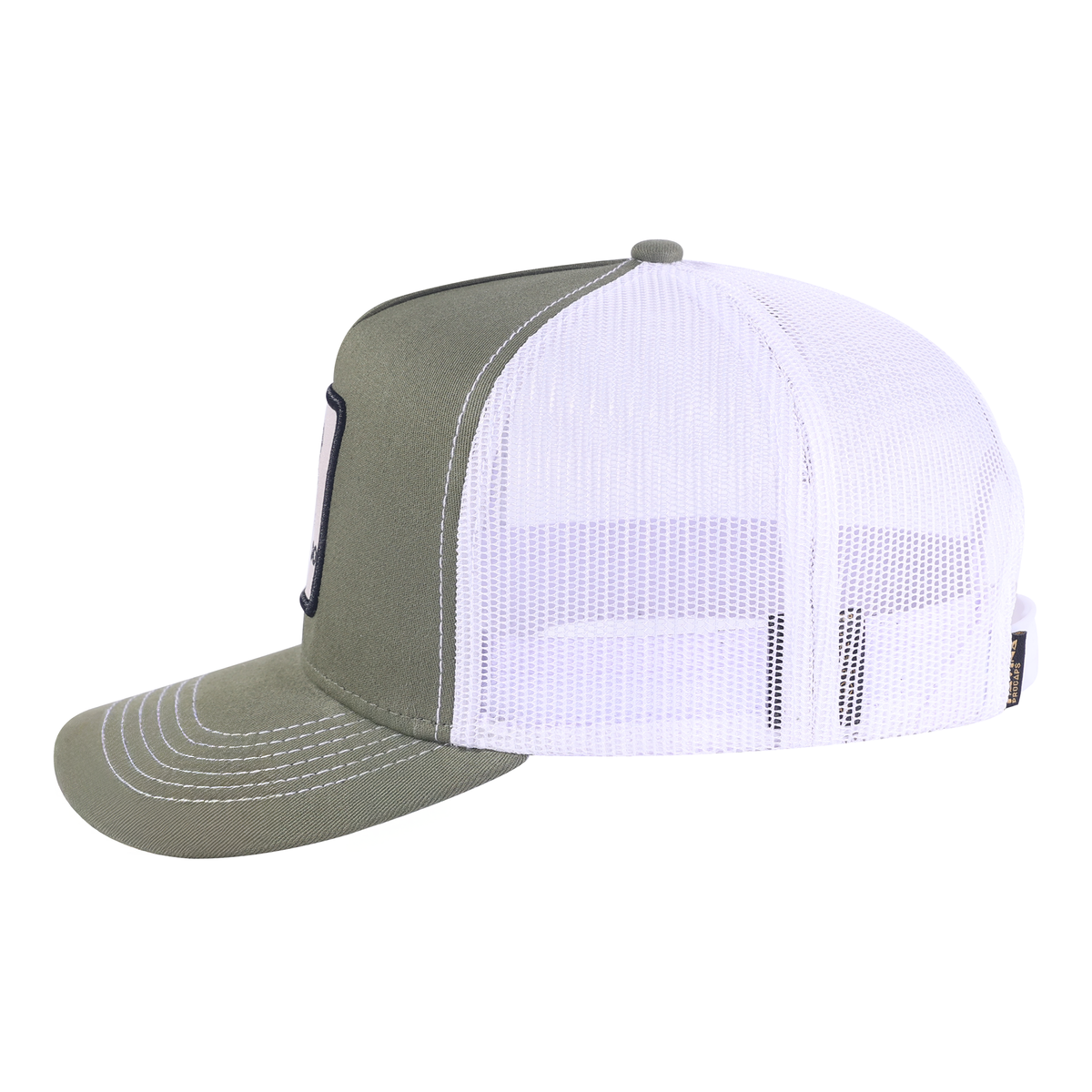 Cool Dog 5-Panel Trucker Hat with Olive front and White back