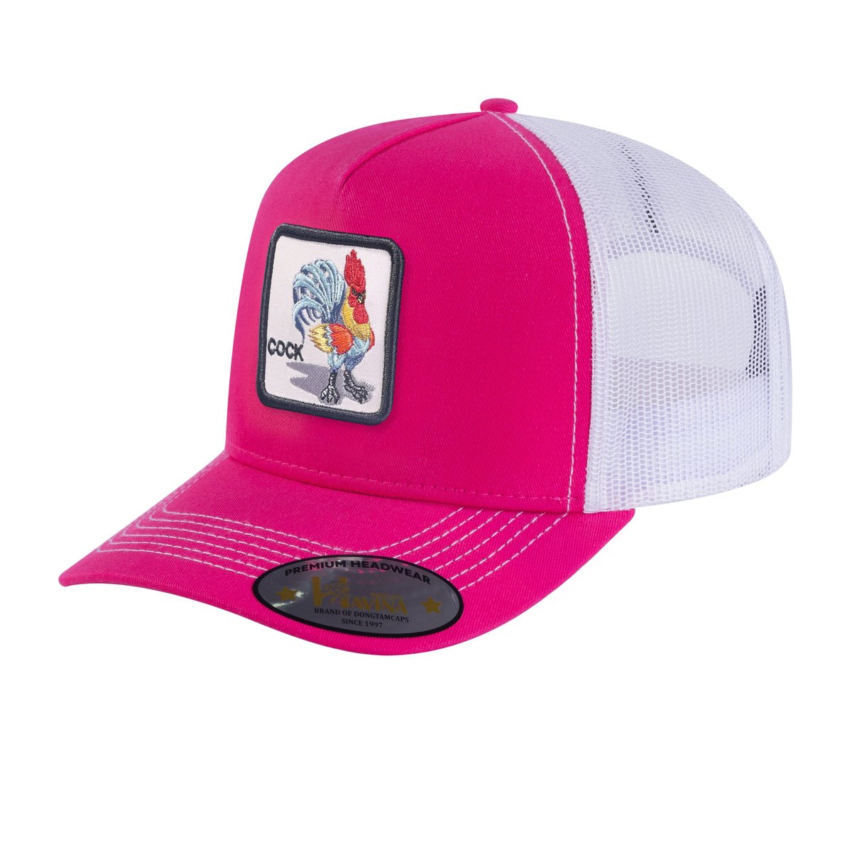 Chicken 5-Panel Trucker Hat with Pink front and White back