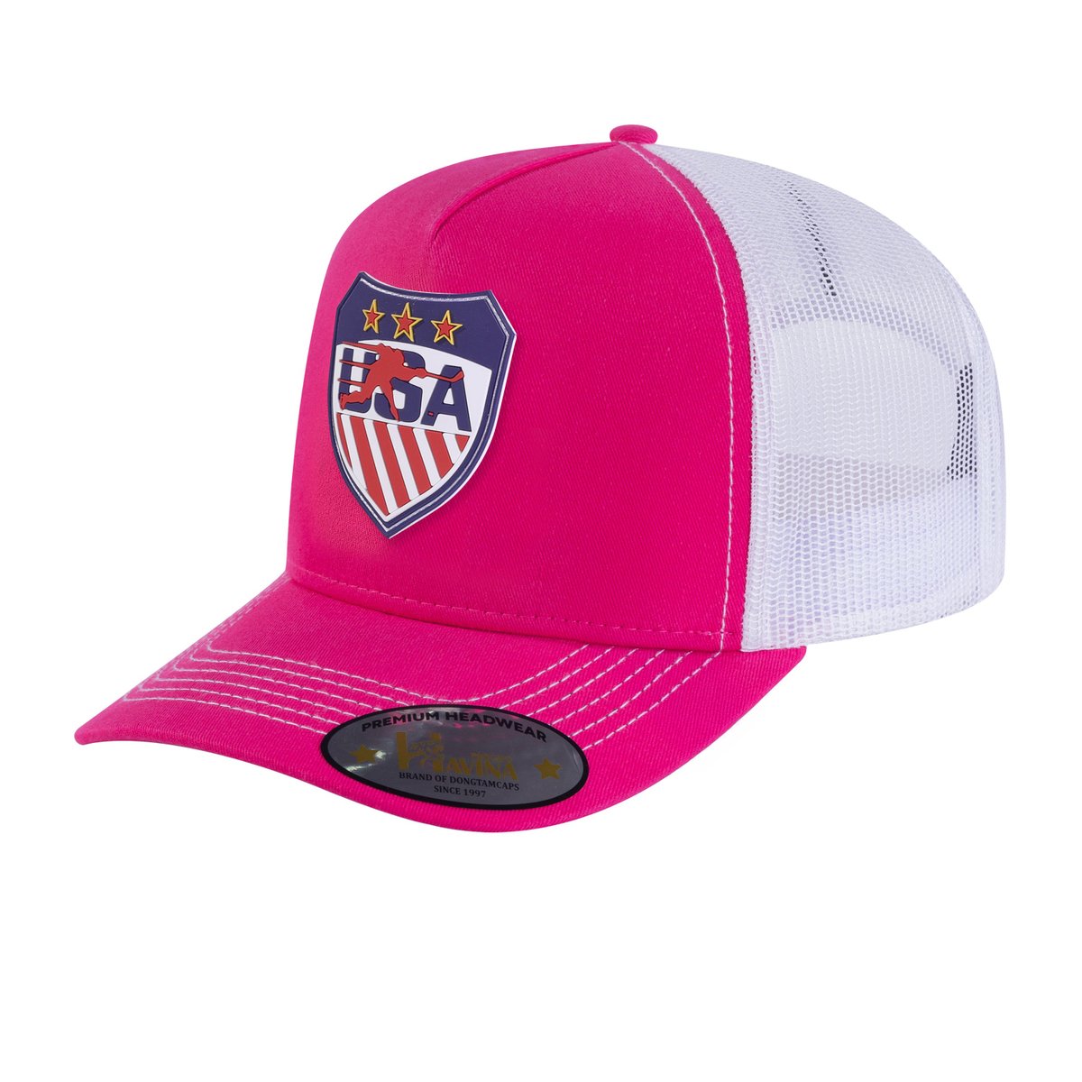Loving Hockey 5-Panel Trucker Hat with Pink front and White back
