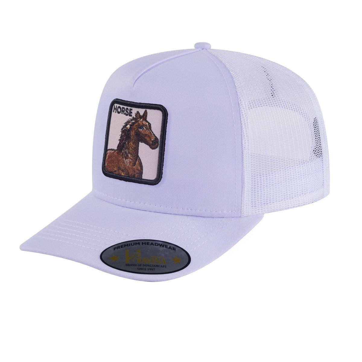 Horse 5-Panel Trucker Hat with White front and White back