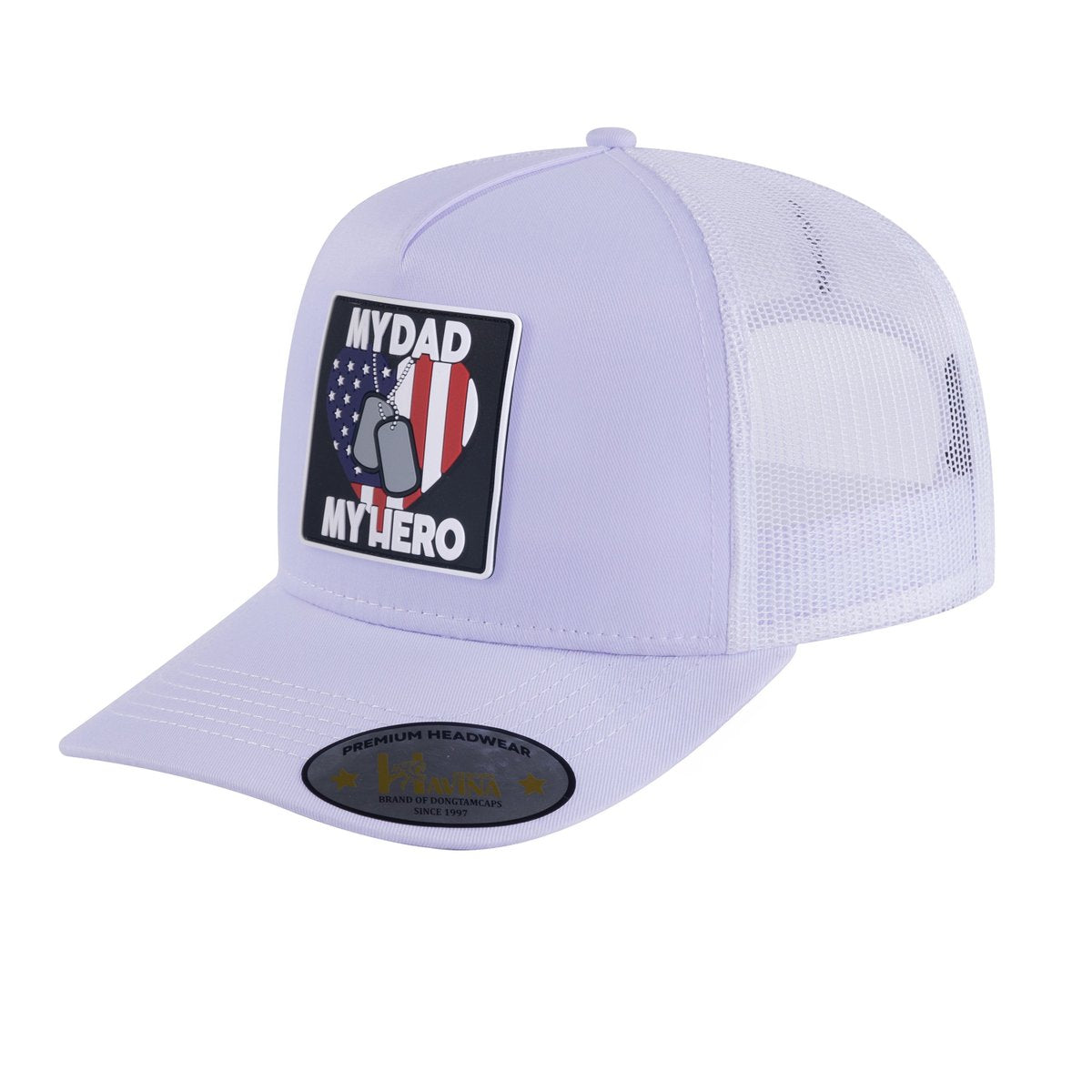 My Dad My Hero 5-Panel Trucker Hat with White front and White back