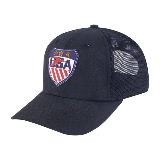 Unisex Embroidered Usa Hockey, 6-Panel Trucker Hat, Black/Black, Adjustable Fit