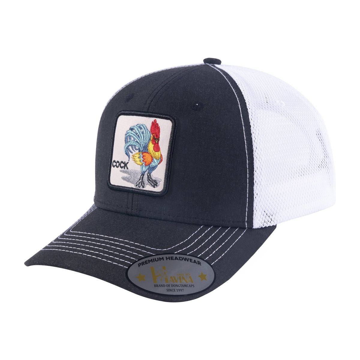 Chicken 6-Panel Trucker Hat with Black front and White back