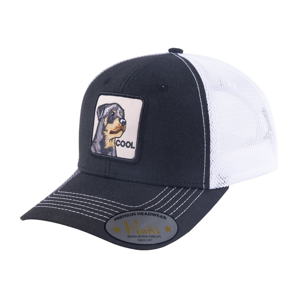 Cool Dog 6-Panel Trucker Hat with Black front and White back