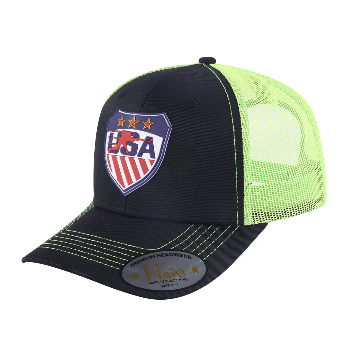 Loving Hockey 6-Panel Trucker Hat with Black front and Green back