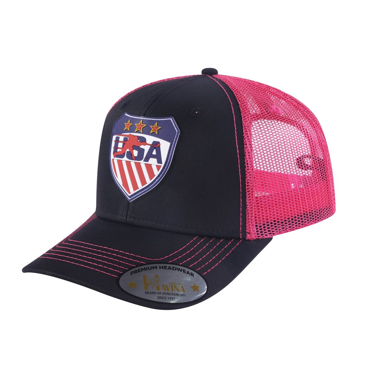 Loving Hockey 6-Panel Trucker Hat with Black front and Pink back