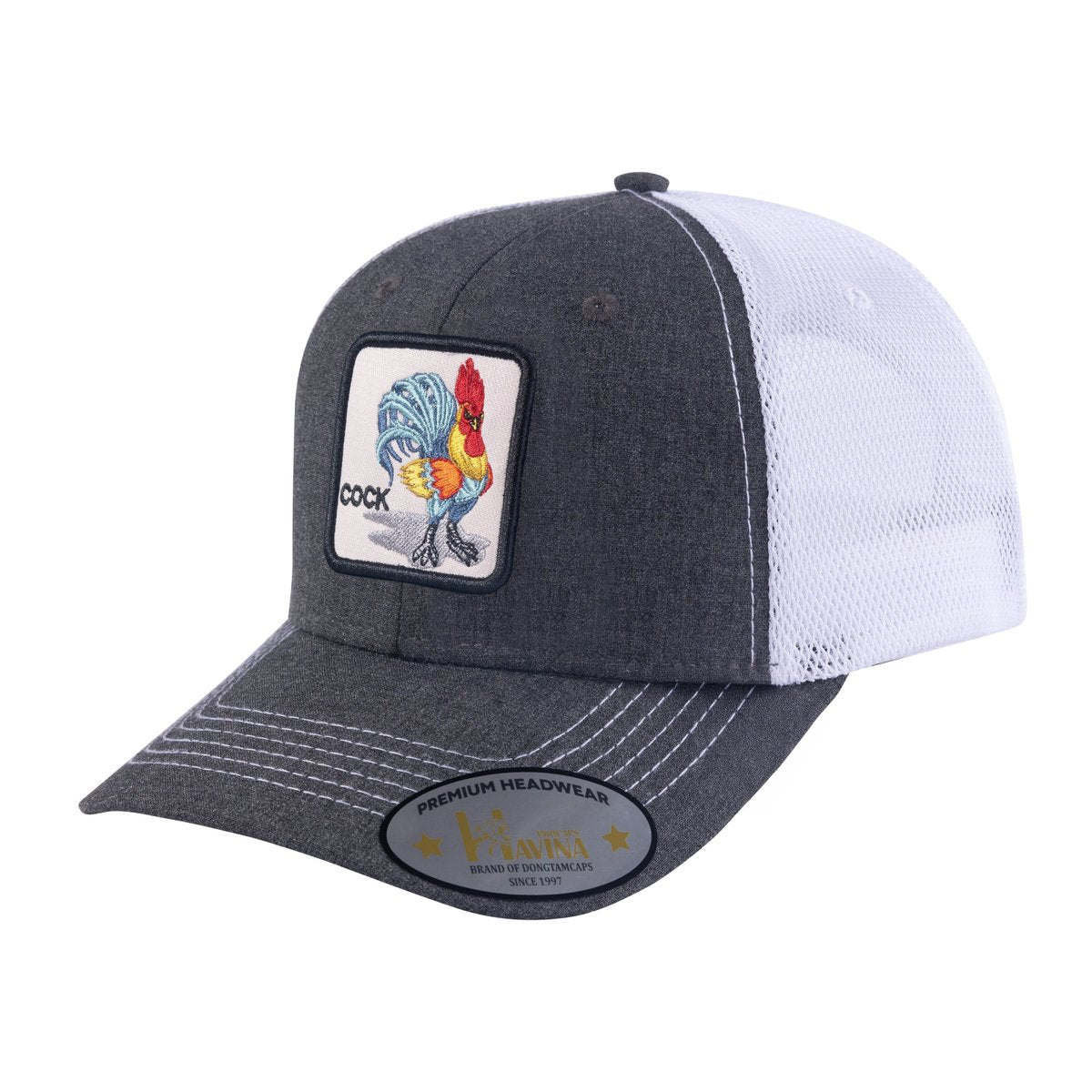 Chicken 6-Panel Trucker Hat with Dark Grey front and White back