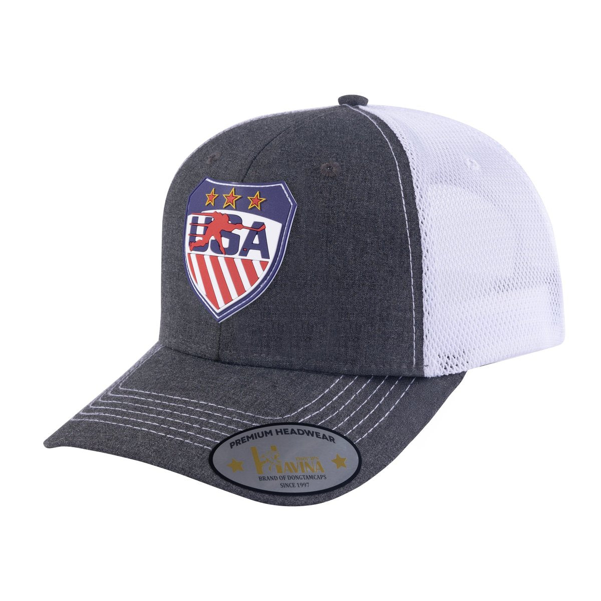 Loving Hockey 6-Panel Trucker Hat with Dark Grey front and White back