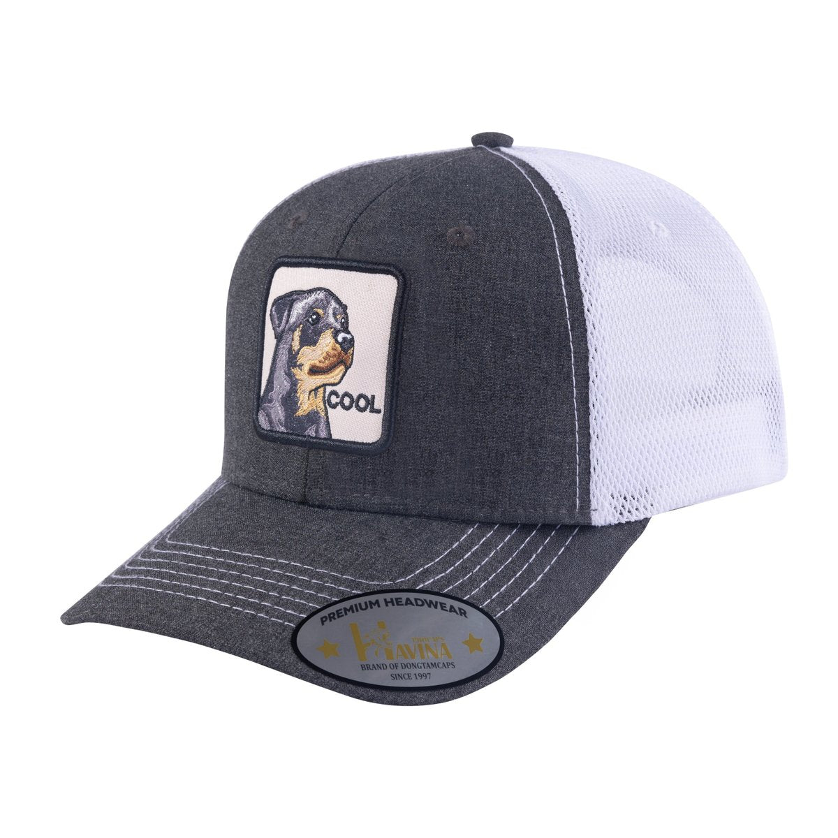 Cool Dog 6-Panel Trucker Hat with Dark Grey front and White back