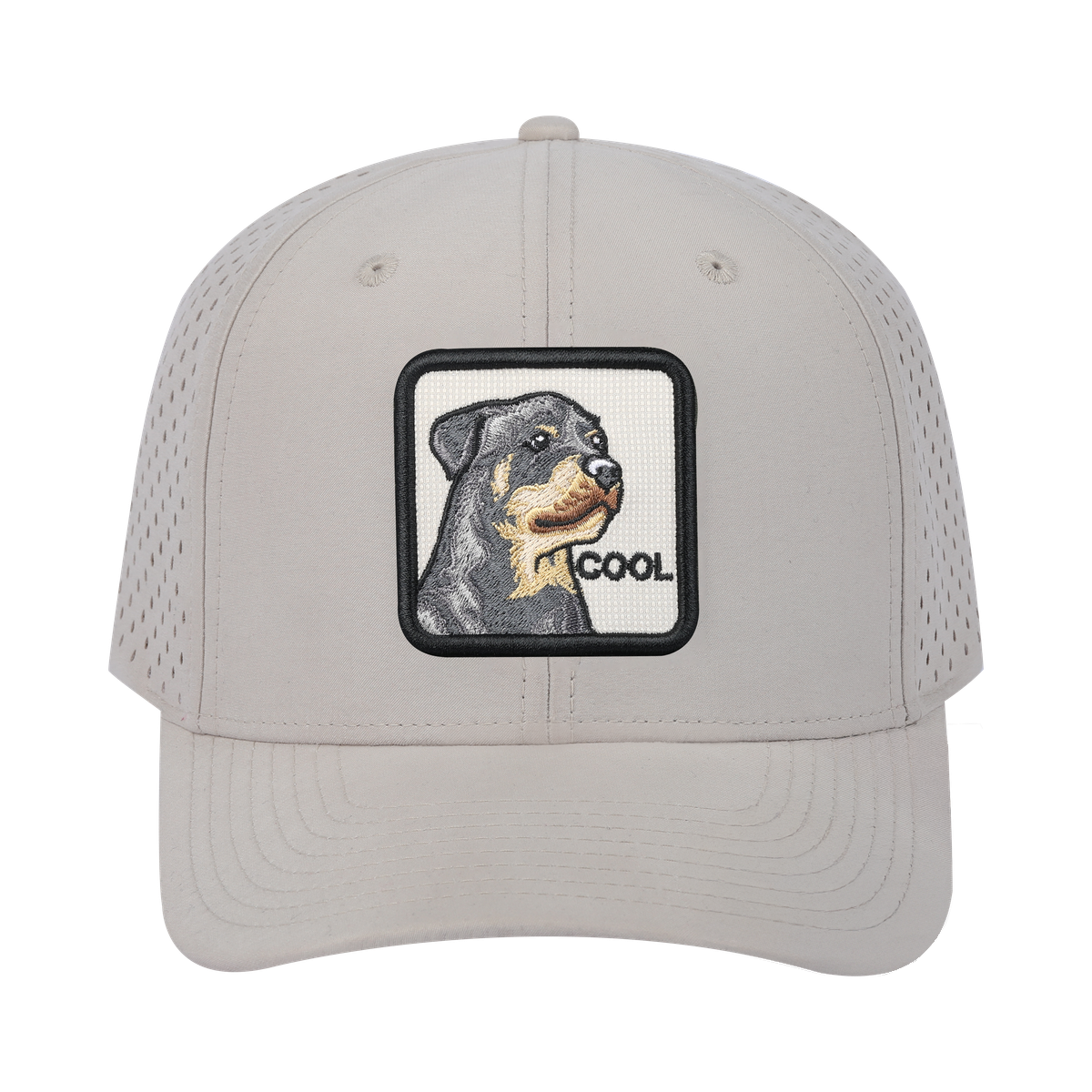 Cool 6-Panel Microfiber Laser Hole Trucker Hat with Beige front and Beige back