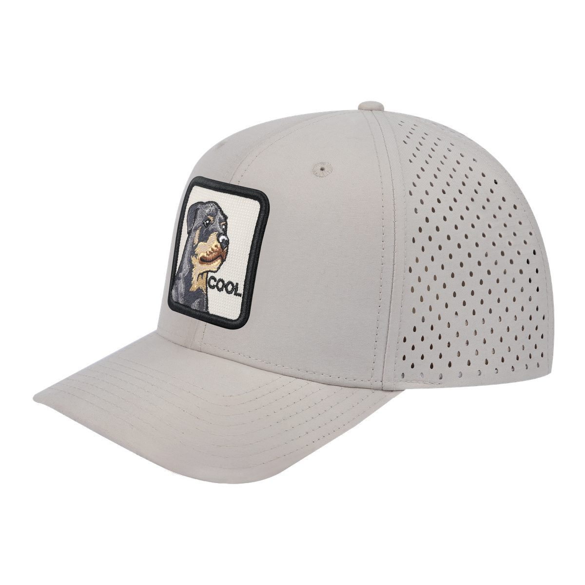 Cool 6-Panel Microfiber Laser Hole Trucker Hat with Beige front and Beige back