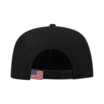 Eagle 6-Panel Microfiber Laser Hole Trucker Hat with Black front and Black back