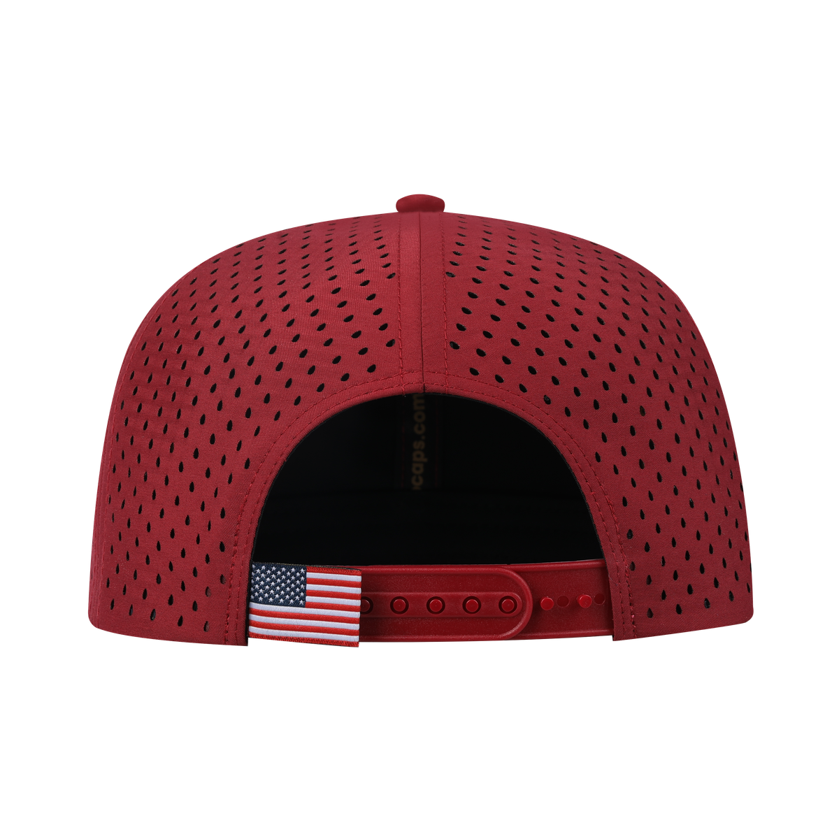 Wolf 6-Panel Microfiber Laser Hole Trucker Hat with Dark Red front and Dark Red back