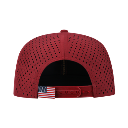 Leopard V2 6-Panel Microfiber Laser Hole Trucker Hat with Dark Red front and Dark Red back