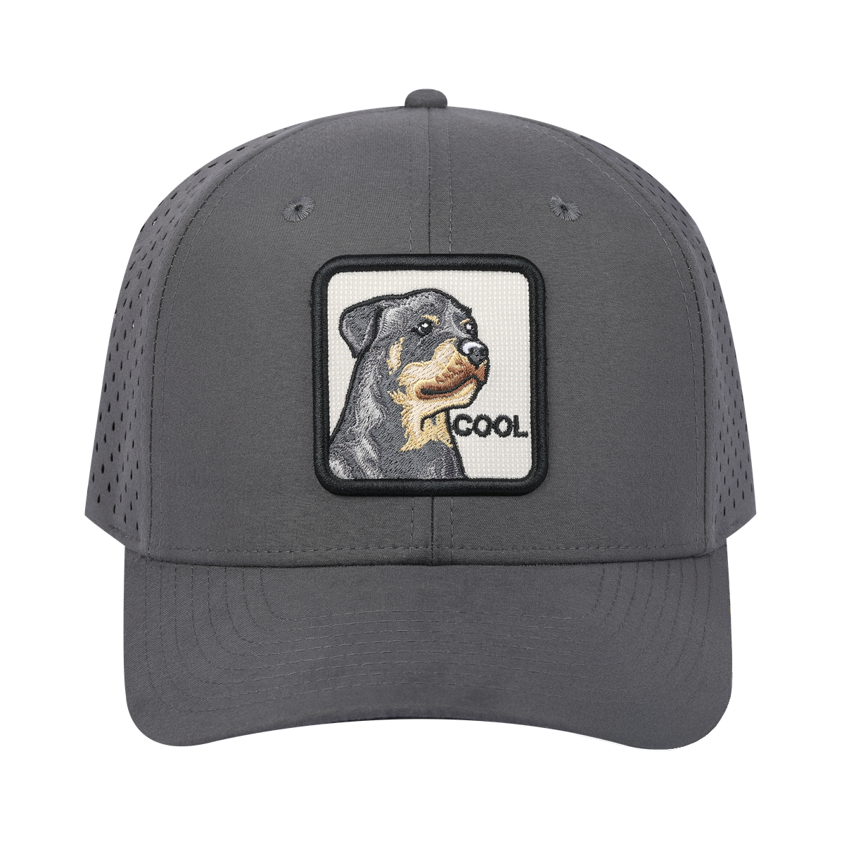 Cool 6-Panel Microfiber Laser Hole Trucker Hat with Grey front and Grey back
