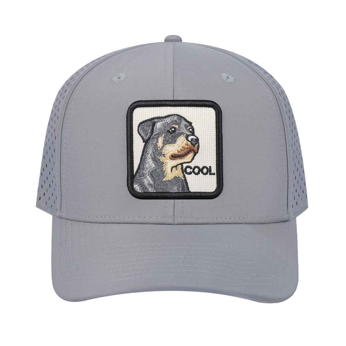 Cool 6-Panel Microfiber Laser Hole Trucker Hat with Light Grey front and Light Grey back