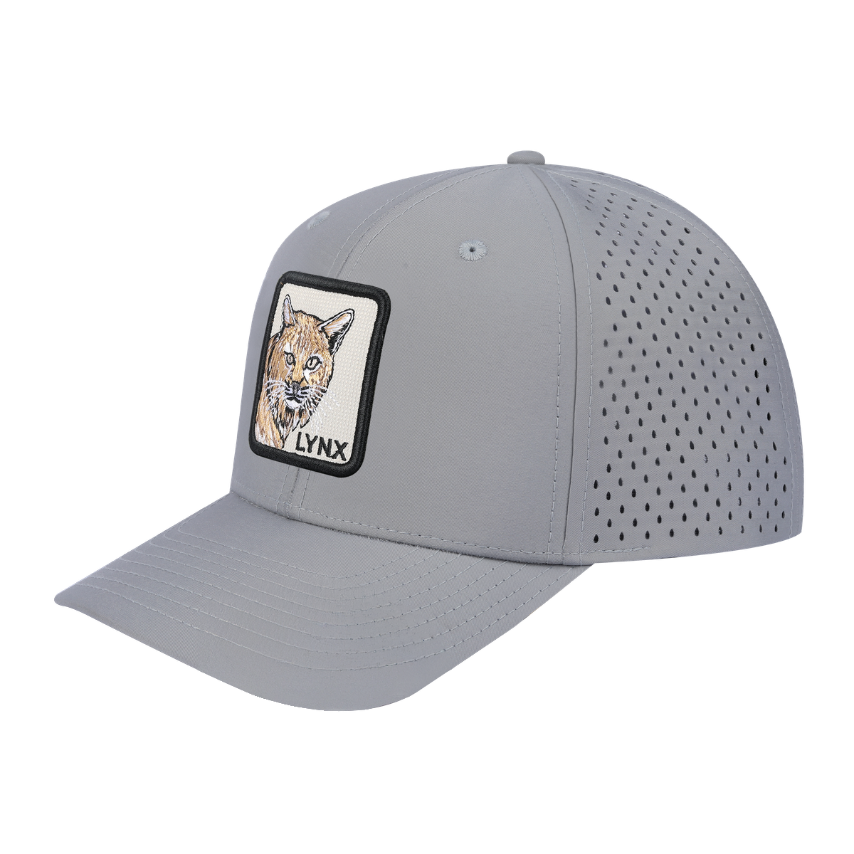 Lynx 6-Panel Microfiber Laser Hole Trucker Hat with Light Grey front and Light Grey back