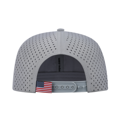 Leopard V2 6-Panel Microfiber Laser Hole Trucker Hat with Light Grey front and Light Grey back