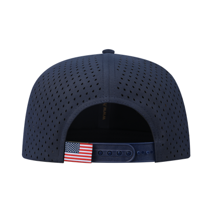 Horse 6-Panel Microfiber Laser Hole Trucker Hat with Navy front and Navy back
