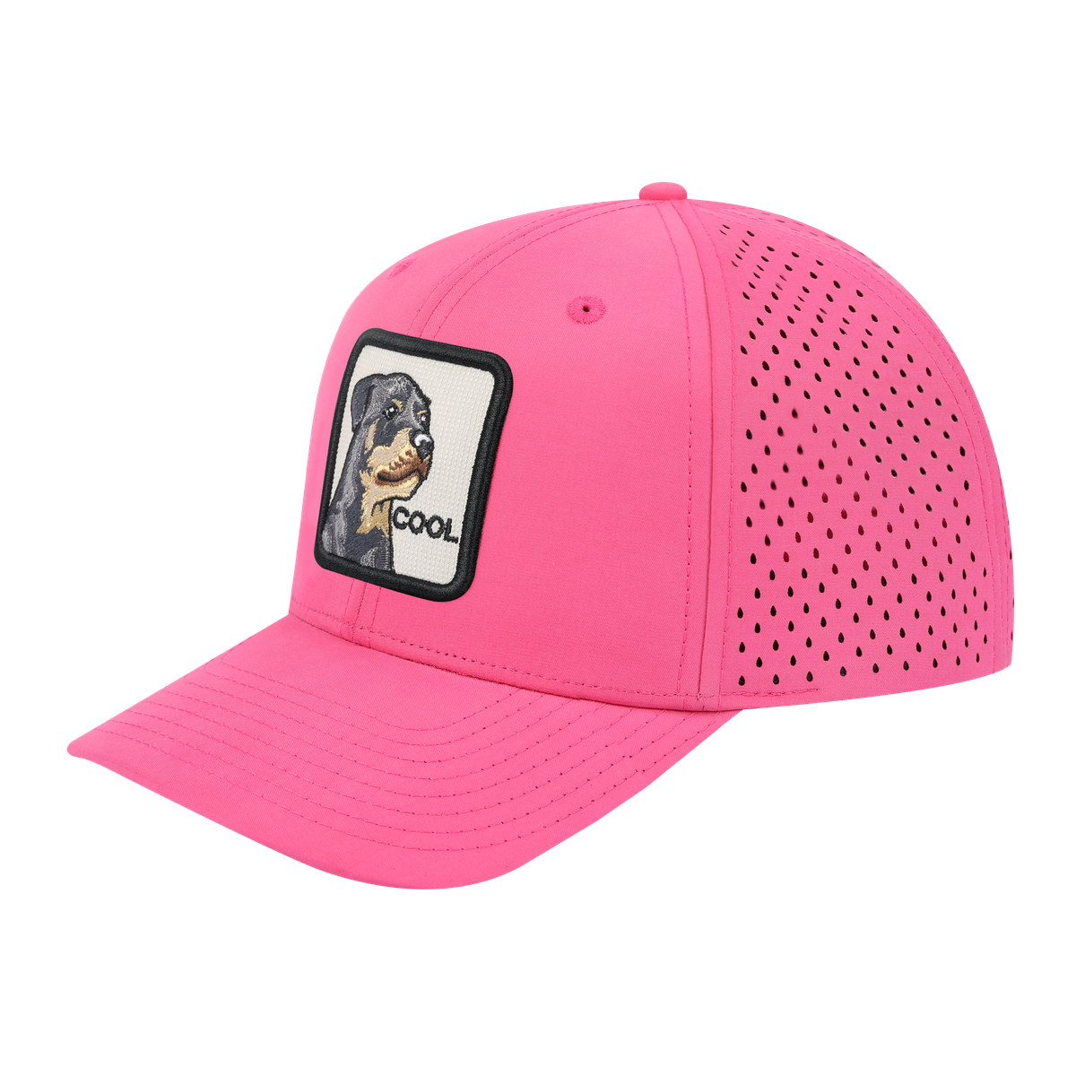 Cool 6-Panel Microfiber Laser Hole Trucker Hat with Pink front and Pink back