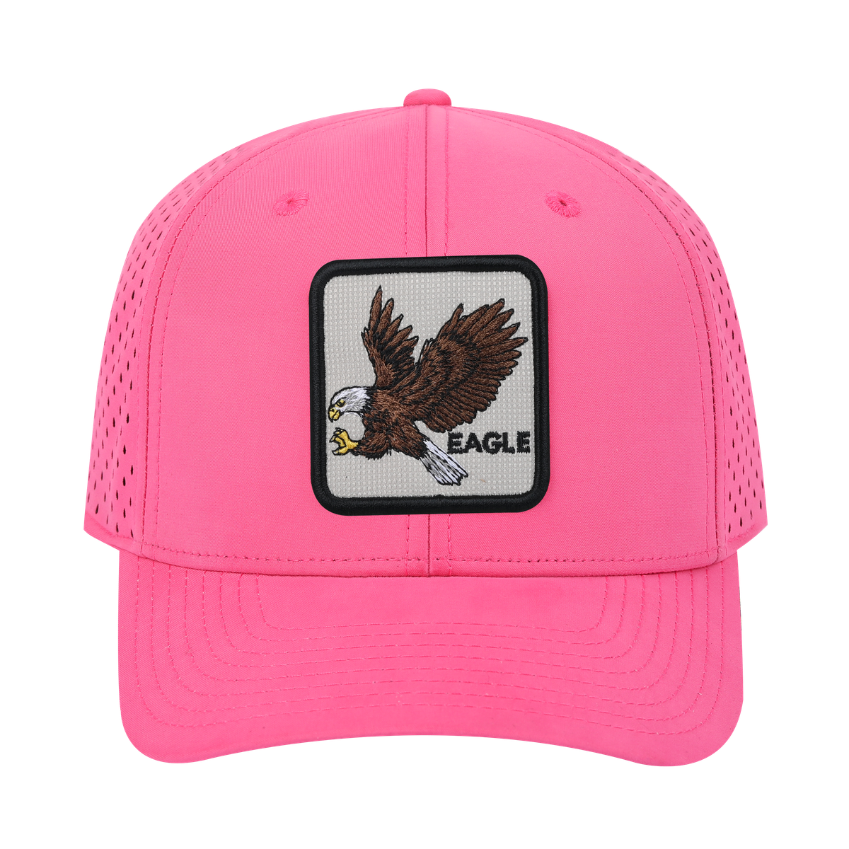 Eagle 6-Panel Microfiber Laser Hole Trucker Hat with Pink front and Pink back