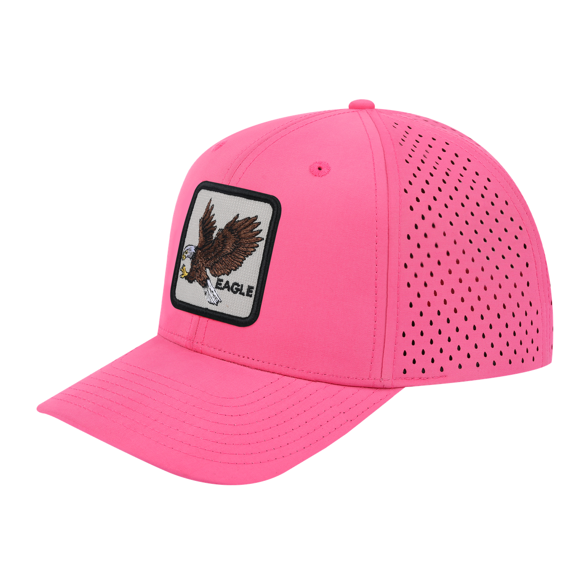 Eagle 6-Panel Microfiber Laser Hole Trucker Hat with Pink front and Pink back