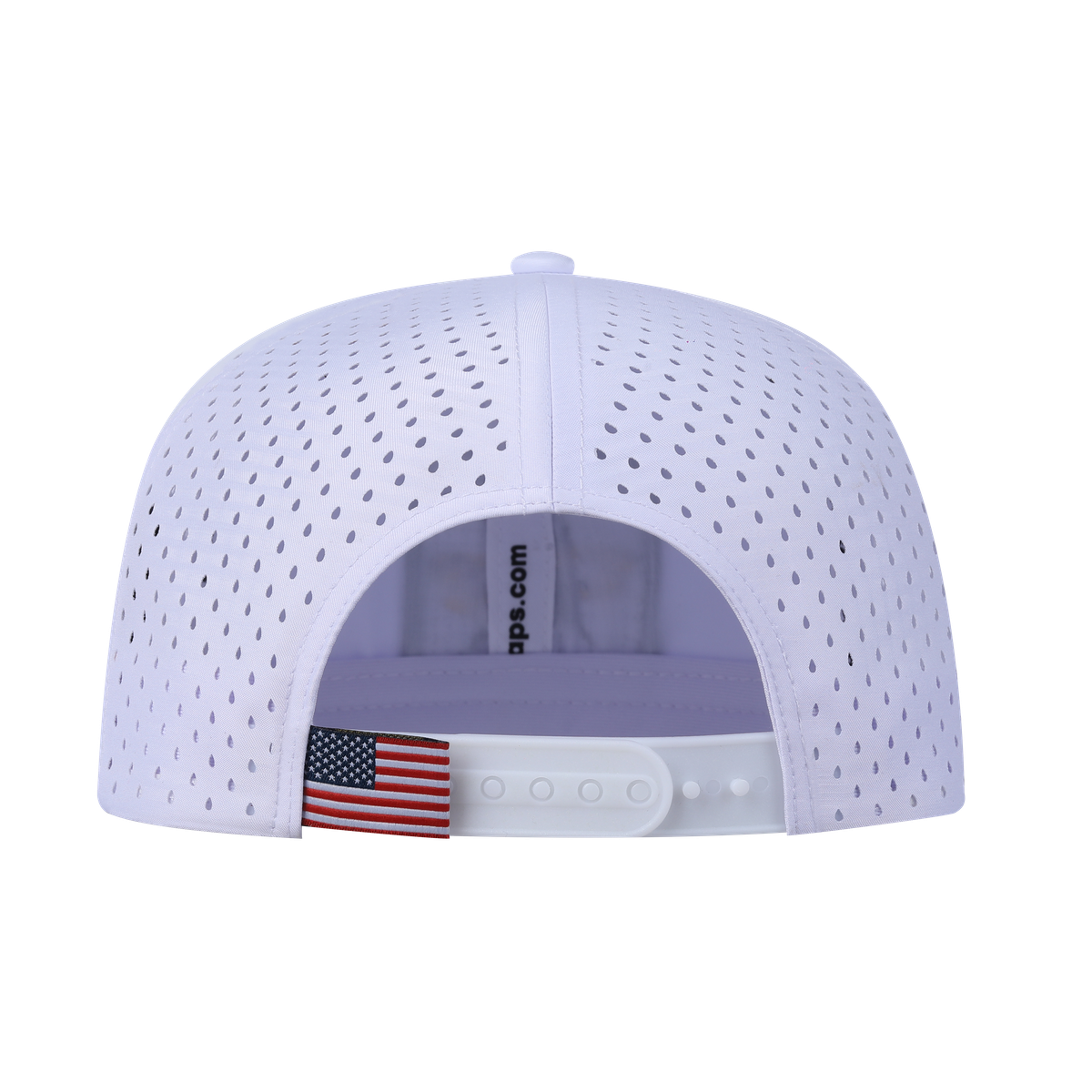 Cat 6-Panel Microfiber Laser Hole Trucker Hat with White front and White back