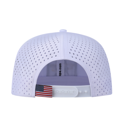 Bee 6-Panel Microfiber Laser Hole Trucker Hat with White front and White back