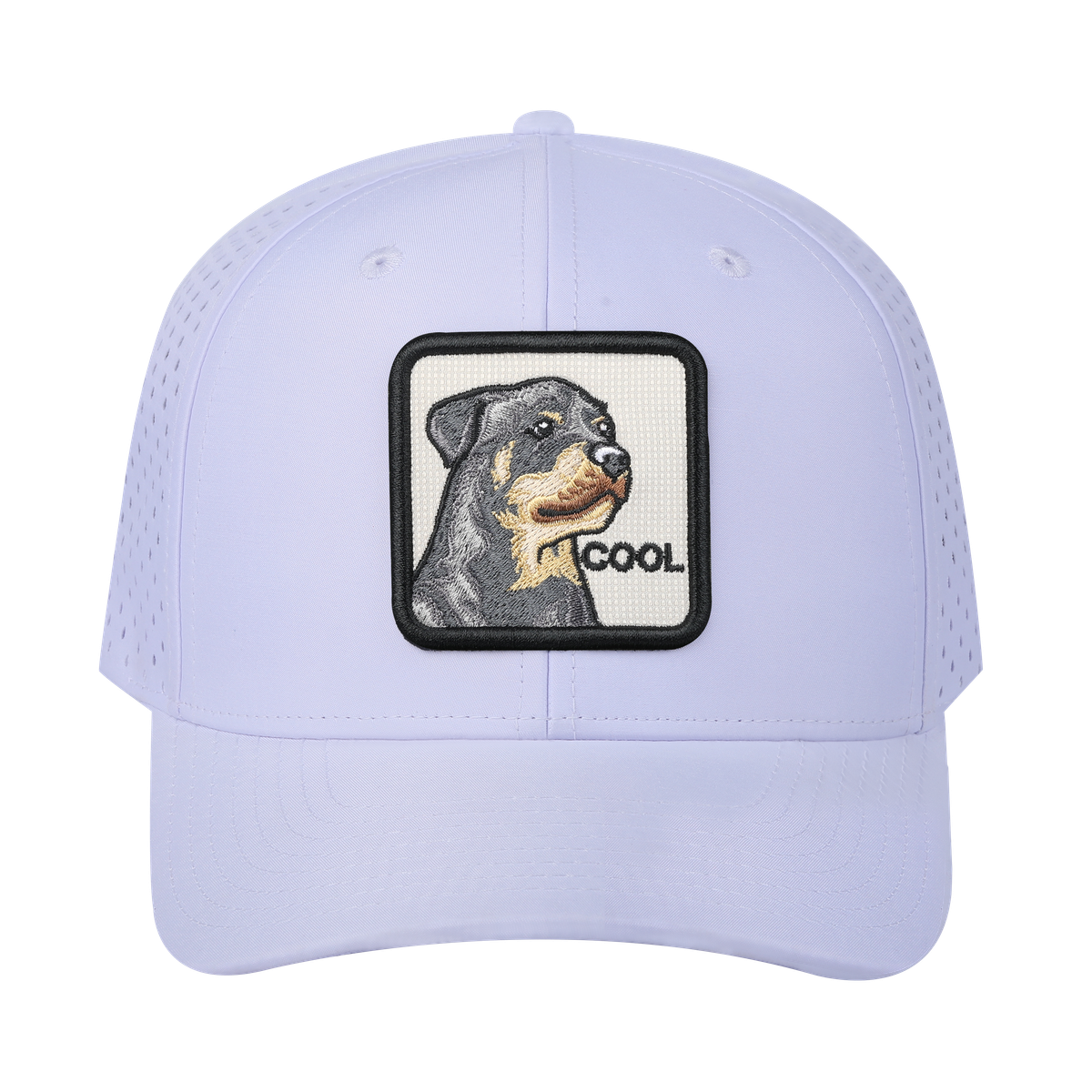 Cool 6-Panel Microfiber Laser Hole Trucker Hat with White front and White back