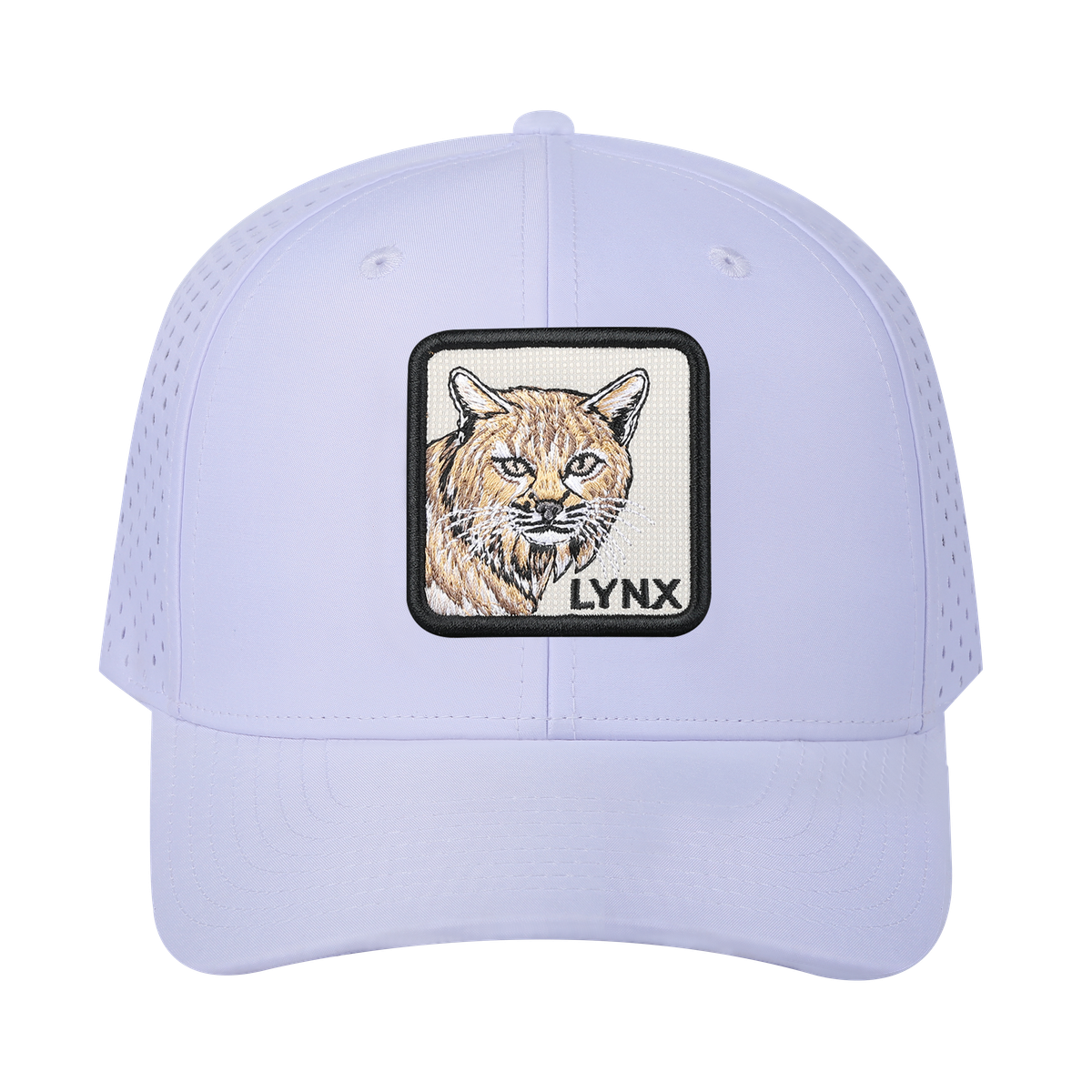 Lynx 6-Panel Microfiber Laser Hole Trucker Hat with White front and White back