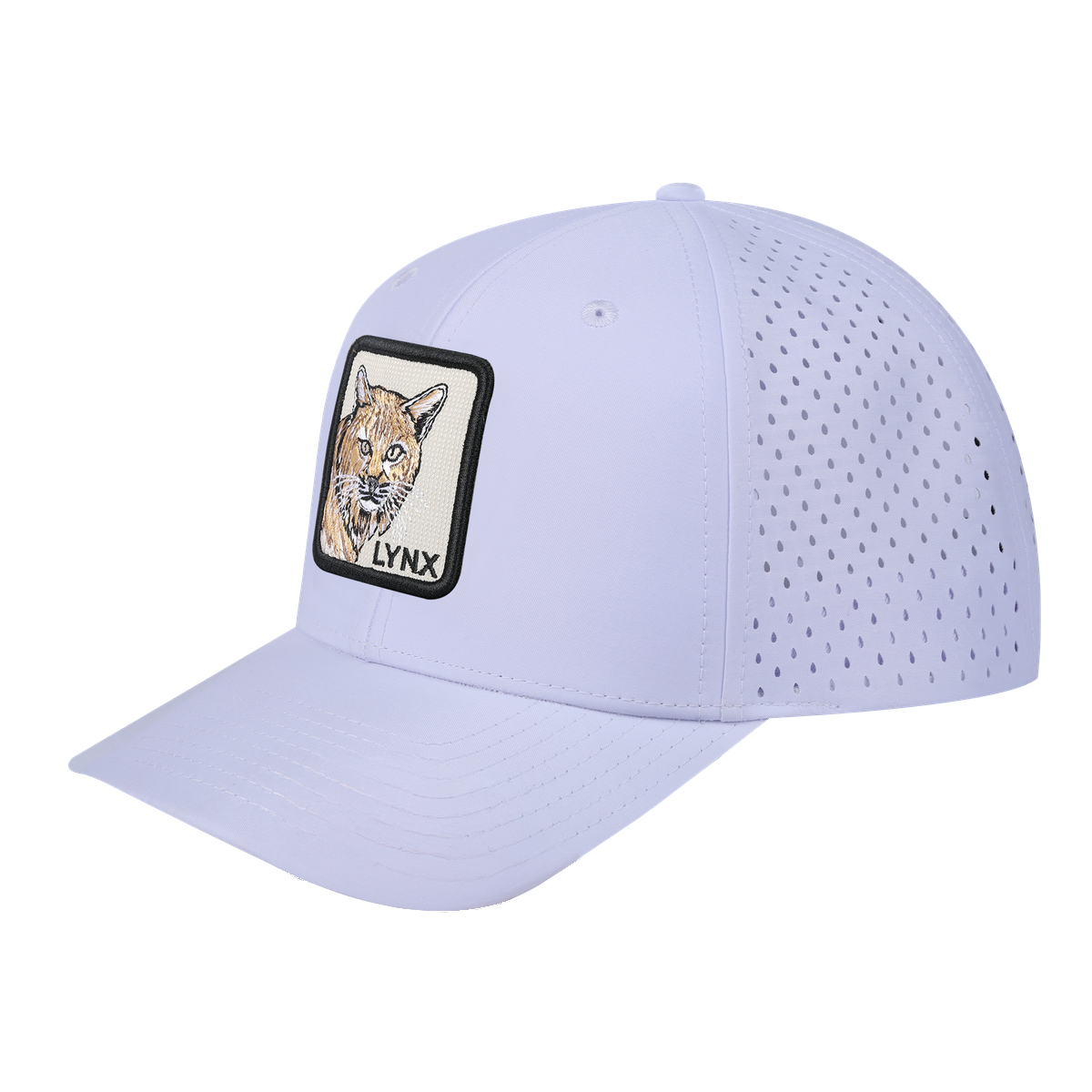 Lynx 6-Panel Microfiber Laser Hole Trucker Hat with White front and White back