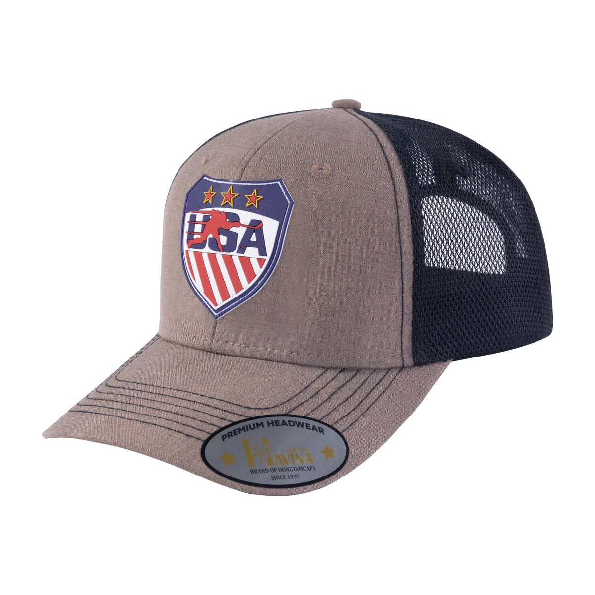 Loving Hockey 6-Panel Trucker Hat with Light Brown front and Black back