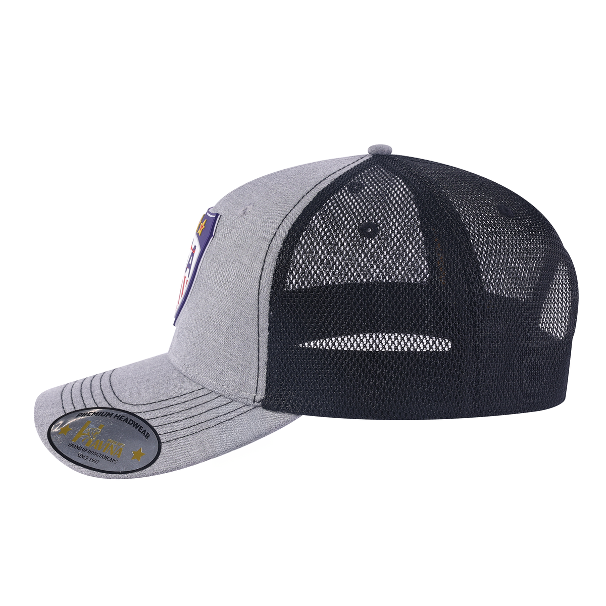 Loving Hockey 6-Panel Trucker Hat with Light Grey front and Black back