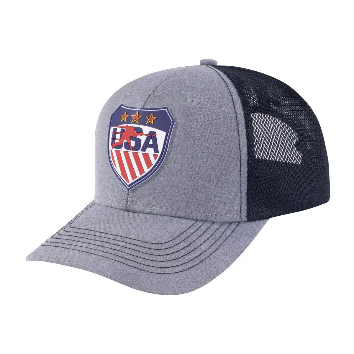 Loving Hockey 6-Panel Trucker Hat with Light Grey front and Black back