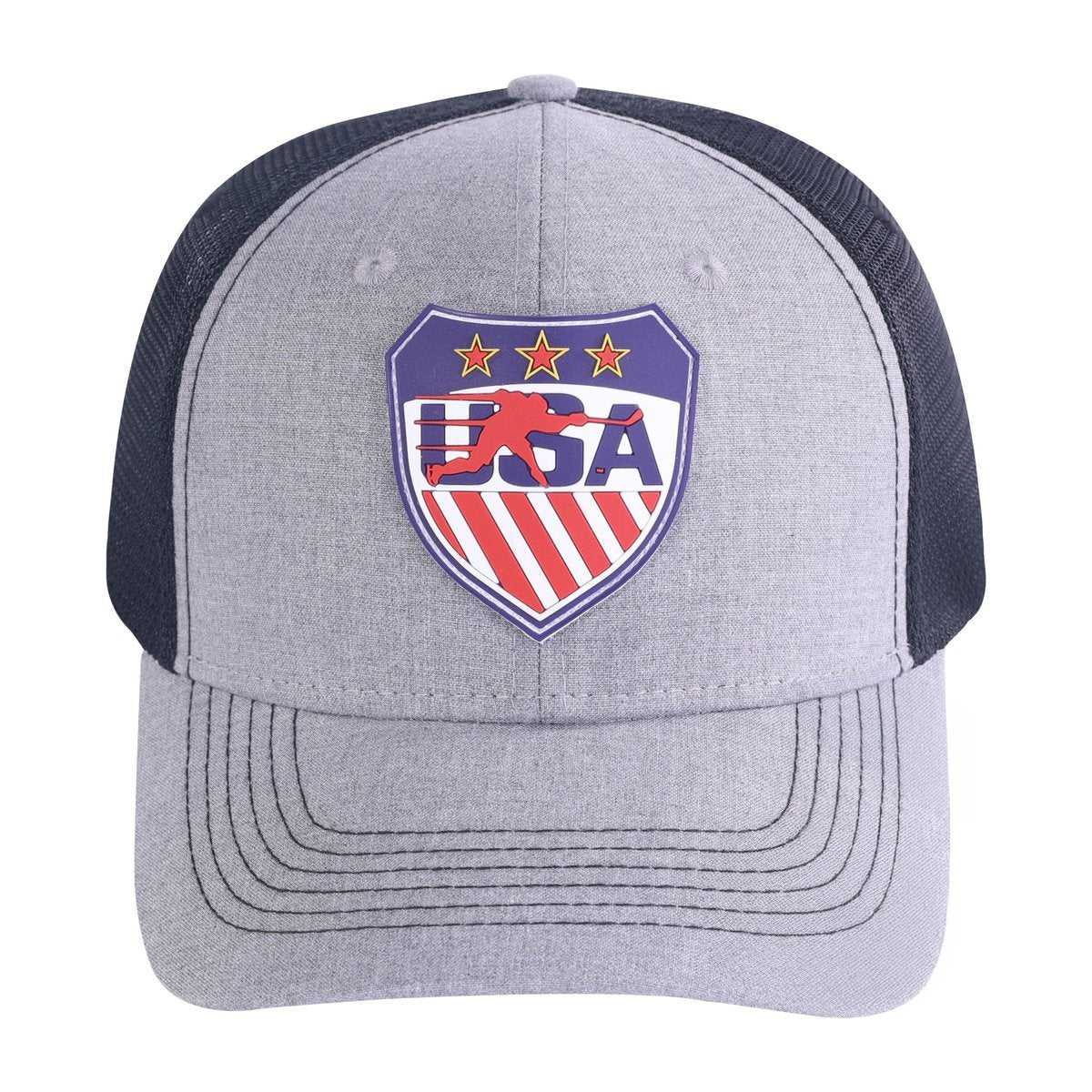 Loving Hockey 6-Panel Trucker Hat with Khaki front and Black back