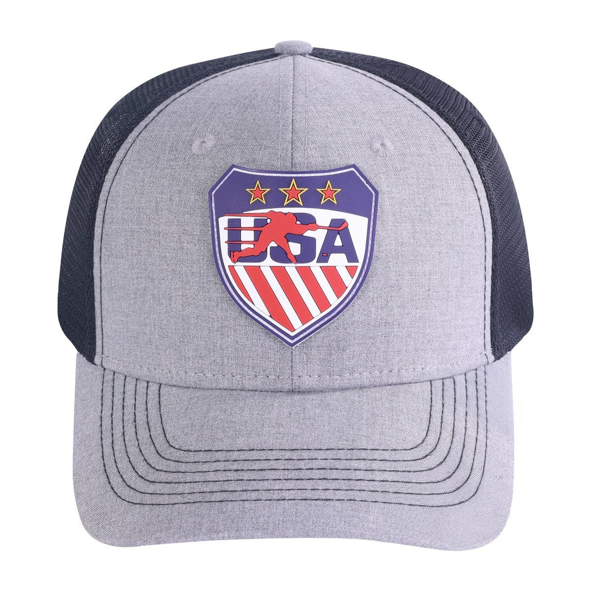 Loving Hockey 6-Panel Trucker Hat with Light Grey front and Black back